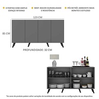 Aparador Buffet 4 Portas Retro Design Veneza - Estilo e Funcionalidade com Pés Retrô Grafite/Preto - imagem 3