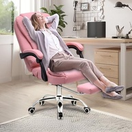 Cadeira de Escritório Ergonômica Rosa com Apoio para Pés e Encosto Ajustável - imagem 5