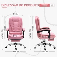 Cadeira de Escritório Ergonômica Rosa com Apoio para Pés e Encosto Ajustável - imagem 3