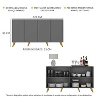 Aparador Buffet 4 Portas com Pés Retrô Veneza - Estilo e Funcionalidade para seu Ambiente - imagem 3