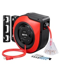 Carretel de Extensão Retrátil DEWENWILS 60 Pés - Serviço Pesado 12AWG/3C SJTOW com 3 Tomadas Iluminadas e Disjuntor 15A - imagem 1