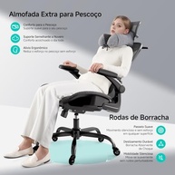 Cadeira Ergonômica com Travesseiro para Pescoço 3D | Encosto Lombar 2D, Rodas Silenciosas e Design Executivo - imagem 5