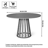 Mesa de Jantar Redonda 90cm: Elegância para 4 Pessoas - imagem 2