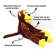 Macaco de Pelúcia com Apito para Cães – Diversão e Alívio para seu Pet - imagem 2