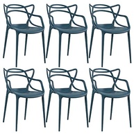 Conjunto 6 Cadeiras Allegra - Design Moderno em Polipropileno Azul Petróleo | Empilháveis e Resistentes para Sala, Cozinha, Jardim e Bar - imagem 2