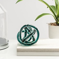 Bola de Decoração de Vidro Orbit Azul-Petróleo – Escultura Abstrata Moderna para Casa e Escritório - imagem 4