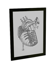 Quadro Decorativo A2 Coração Musical - Piano, Guitarra e Sax - Moldura Pronta para Pendurar - imagem 2