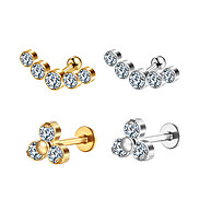Piercing Aço Cirúrgico PVD Strass: Kit 2 Unidades - imagem 1