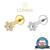 Piercing Labret Flor com Zircônias – Brilho e Conforto em Aço Cirúrgico - imagem 1