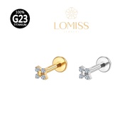 Piercing Labret Titânio G23: Flor com Zircônia - imagem 1