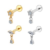 Piercing Titânio Labret: Estrela e Zircônia - imagem 1