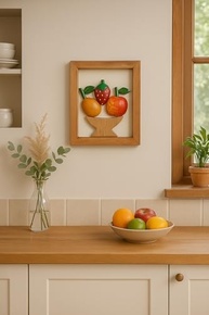 Kit 3 Quadros Acrílicos com Frutas e Pimentas | Decoração Artesanal para Cozinha e Área Gourmet - imagem 3