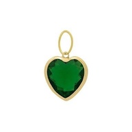 Pingente Coração Esmeralda: Ouro 18k e Zircônia 6mm - imagem 1