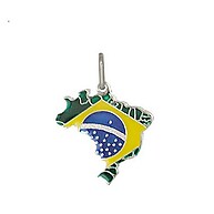 Pingente Mapa do Brasil em Prata 925 com Resina: Elegância e Cor - imagem 1