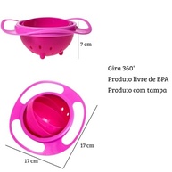 Tigela Giratória 360° Infantil com Tampa Protetora - Rosa Pink - imagem 3