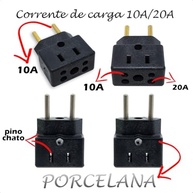 Kit 2 Adaptadores de Tomada Universal Porcelana Preto 3 Pinos Benjamin 10A/20A Bivolt - imagem 4