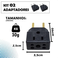 Kit 2 Adaptadores de Tomada Universal Porcelana Preto 3 Pinos Benjamin 10A/20A Bivolt - imagem 3
