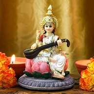 Estátua de Saraswati 13 cm - Mão Pintada - Decoração e Presente Religioso - imagem 5