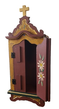 Oratório Barroco em Madeira Pintado à Mão | 46x20cm | Estilo Tradicional Mineiro - imagem 1