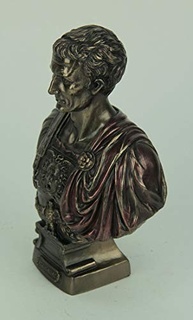 Estatueta de Júlio César em Resina - Acabamento Bronze Metálico | 19cm | Detalhes Pintados à Mão - imagem 4