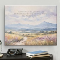 Arte de Parede Bíblica Matthew 6:33 - Pintura em Tela 20x25cm com Versículo Inspirador - imagem 2