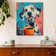 Arte de Parede Moderna Dálmata Café - Pintura em Tela Gráfica para Decoração de Cozinha e Sala - imagem 1