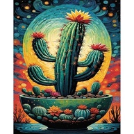 Kit de Pintura por Números para Adultos - Cacto Premium com Tela 40x50cm, Tintas Acrílicas e Acessórios - imagem 2