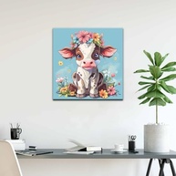 Natuyalo Kit de Pintura por Números emoldurado - Tela com Vaca e Flores, DIY para Adultos, Presente Ideal - imagem 4