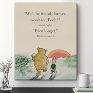 Arte de Parede Urso Pooh Amizade - Pintura em Tela 20x25cm com Citação Clássica - imagem 2
