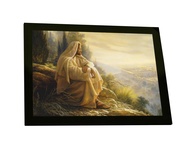 Quadro Decorativo Jesus Cristo Na Montanha - Pintura Inspiradora com Moldura - imagem 1