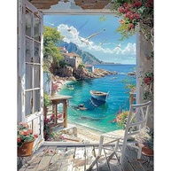 Ausanrl Kits de Pintura por Números para Adultos - Tela Paisagem Relaxante com Tintas Acrílicas Premium - imagem 2