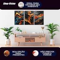Quadro Decorativo Pintura Abstrata Black - Kit 3 Peças 60x40cm para Sala e Quarto - imagem 5