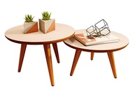 Mesa de Centro Redonda Tripé Retro com Design Moderno e Pintura UV - imagem 1