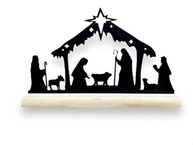 Presépio de Natal em MDF com Base de Madeira Pinus - Decoração Mesa Natalina Premium - imagem 4