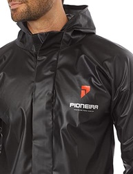 Conjunto Capa de Chuva Masculina Pioneira em PVC Preto Refletiva com Capuz e Zíper - Proteção Total! - imagem 5