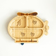 Prato de Bambu com Design Divertido Pippo Helicóptero - Seguro, Antimicrobiano e Sem BPA - imagem 2