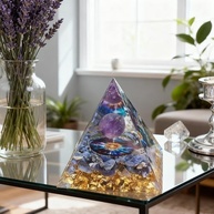 Ornamento de Resina com Pirâmide de Cristal Natural - Decoração Geométrica para Casa e Carro - imagem 2