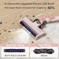 Aspirador de Pó Sem Fio BUTY BULU Rosa - 30 Kpa, 40 Minutos de Autonomia, Ideal para Pisos e Carpetes - imagem 4