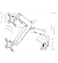 Suporte Articulado Para Dois Monitores Zinnia Nimbo 210 | Pistão à Gás | 13 a 32 Polegadas | Preto | ZNO-ZNNBO210-BK01 - imagem 4