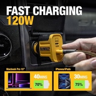 Carregador Veicular USB-C DEWALT 120W PD 3.0 PPS - Carregamento Rápido para iPhone, Galaxy e Pixel - imagem 4