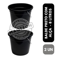 Kit 2 Baldes Plástico 8L com Alça Reforçada - Preto | Leve, Durável e Multiuso para Limpeza e Organização - imagem 5