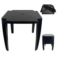 Mesa Quadrada 70x70cm Desmontável e Empilhável em Plástico Resistente Preto - Ideal para Ambientes Internos e Externos - imagem 1