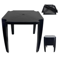 Mesa Quadrada 70x70cm Desmontável e Empilhável em Plástico Resistente Preto - Ideal para Ambientes Internos e Externos - imagem 2