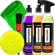 Kit Completo Vonixx: Limpeza e Renovação para Couro e Plásticos (Restaurax, Hidracouro, Higicouro) + Acessórios Karbox - imagem 1