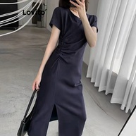 Vestido Elegante Lovito: Assimétrico e Plissado - imagem 2