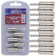 Plug Pino Cromado Adaptador Antena Automotiva CB90 B - 10 Unidades - imagem 1