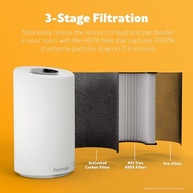 Kenmore Purificador de ar PM1005 com filtro H13 True HEPA, cobre até 1,8 m², sistema de filtragem HEPA de 3 estágios SilentClean de 25 db para escritório e quarto - imagem 4