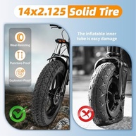 Pneu Sólido 14x2.125 para Bicicleta Elétrica: Antifuro, Antiderrapante e Resistente | Sem Câmara - imagem 5