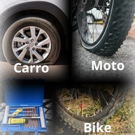 Kit Reparo Pneu 12 Peças c/ Maleta Azul - Solução Rápida para Carro, Moto e Bike - imagem 2