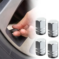 4 Tampas de Válvula de Pneu Hexagonal em Liga de Alumínio - Proteção e Estilo para Carro, SUV e Bicicleta (Prata) - imagem 5